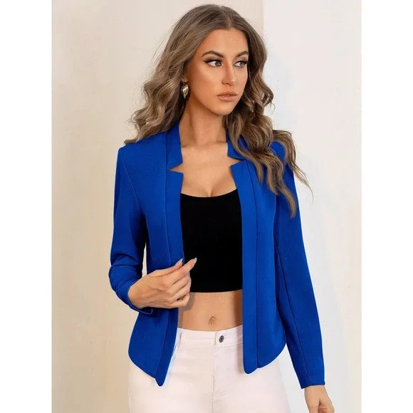 V Notch collar Blazer minimalist jacket hot pink - Picture 5 of 13